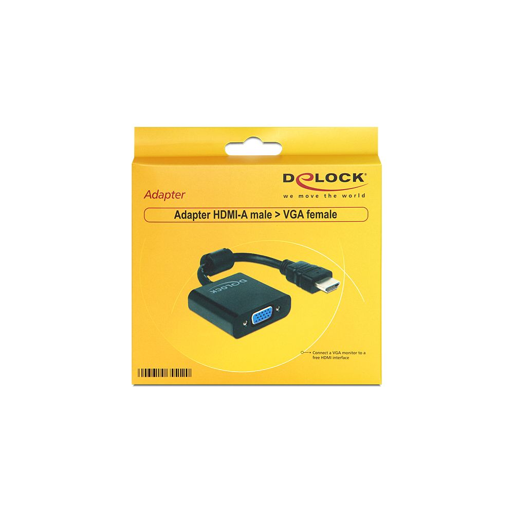 Adaptador DeLOCK HDMI a VGA. Negro. Conecta HDMI a VGA.