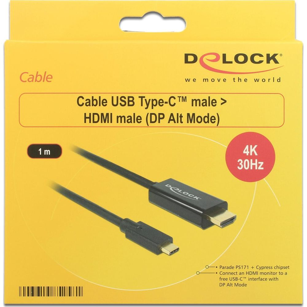 Delock USB-C auf HDMI Kabel, 1m, 4K 30Hz