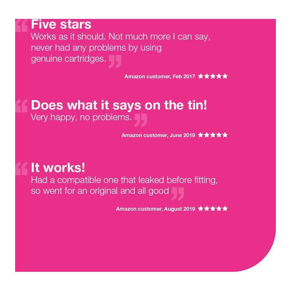 Trzy opinie klientów z gwiazdkami i tekstem na różowym tle.