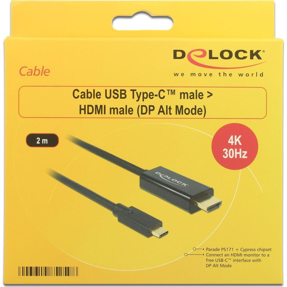 Delock USB-C auf HDMI Kabel, 2m, 4K 30Hz