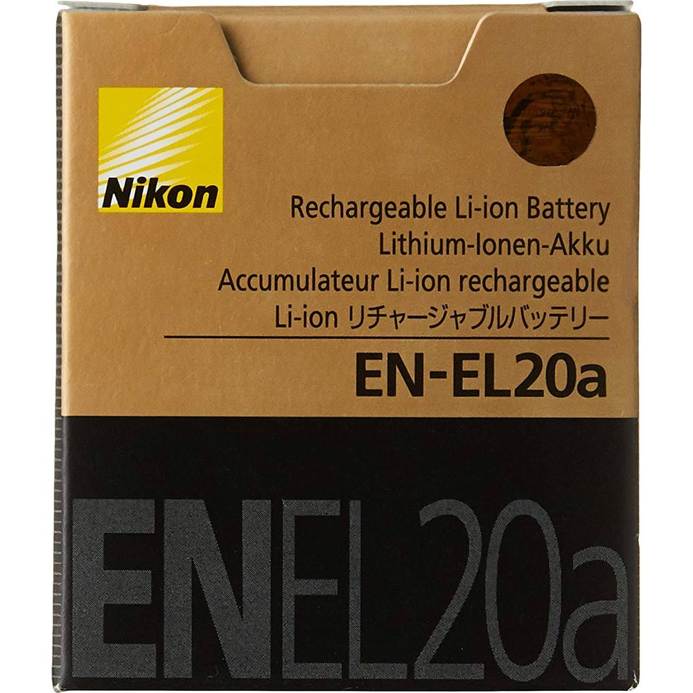 Nikon EN-EL20a Akkuverpackung mit Aufschrift.