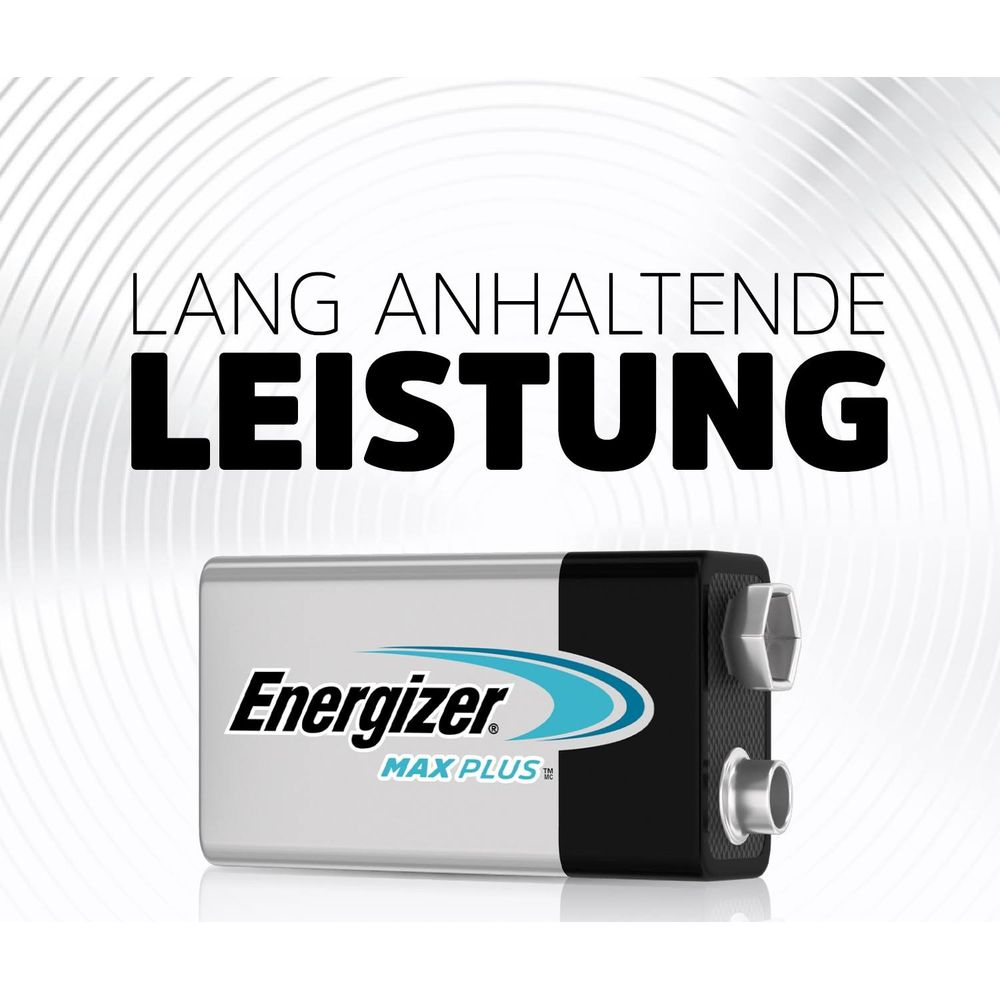 Bateria Energizer Max Plus z tekstem "Długotrwała wydajność".