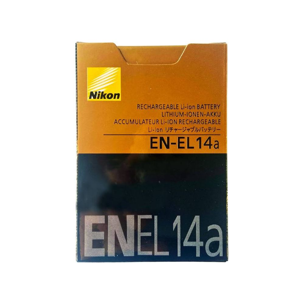 Nikon EN-EL14a Akku-Verpackung mit Text und Logo.