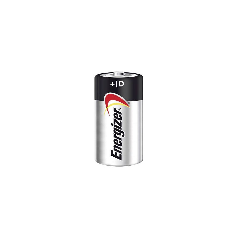 Pojedyncza bateria Energizer D z czarno-srebrną obudową.