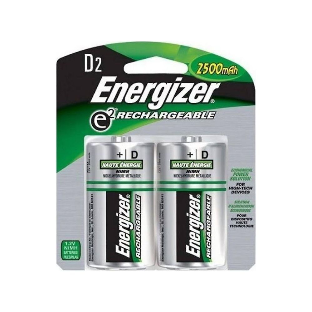 Dwie baterie Energizer D NiMH, 2500 mAh.