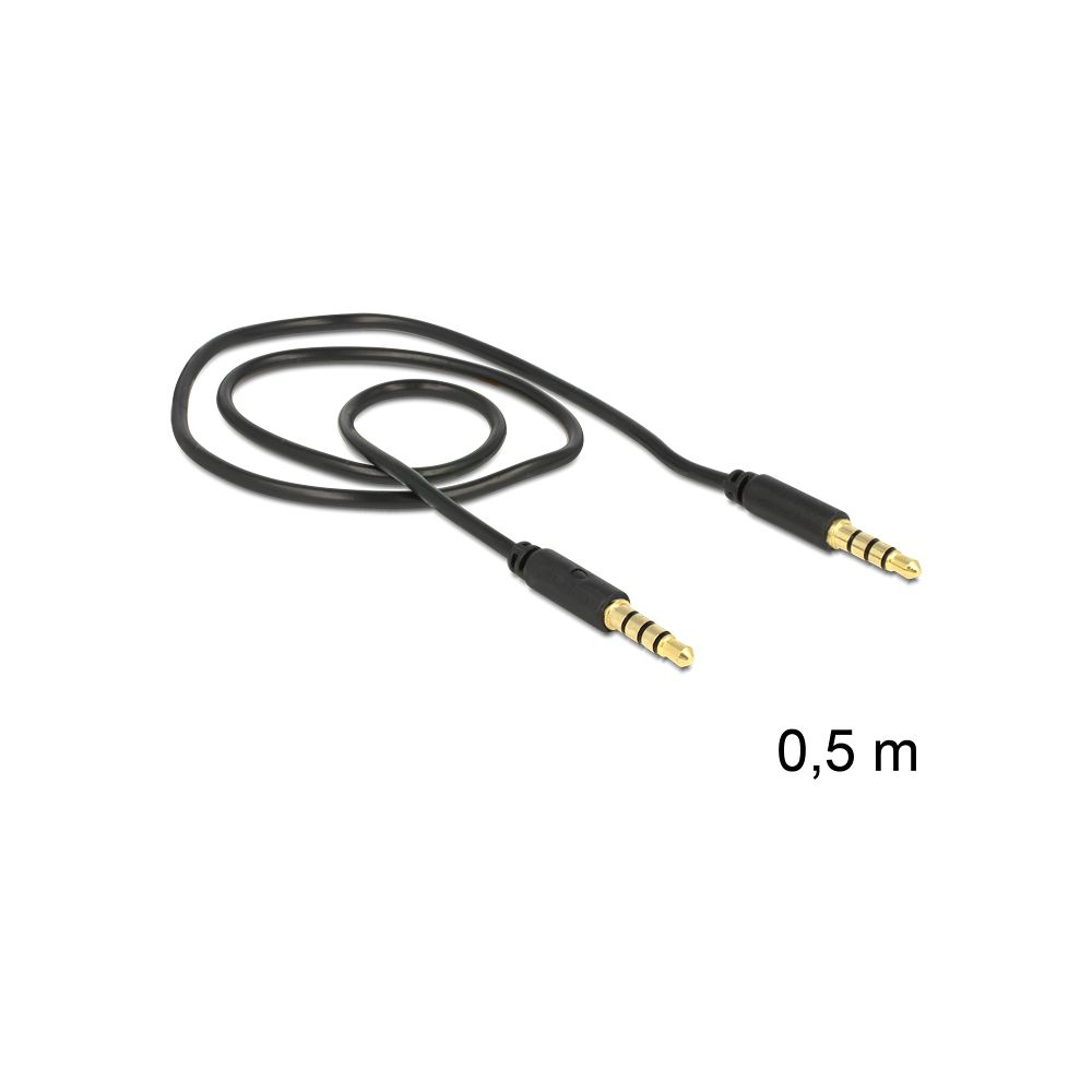 A black cable with 3.5mm jacks and "0.5 m" label.