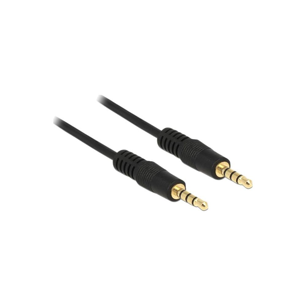 Two black audio cables with 3.5mm jack connectors on a white background.