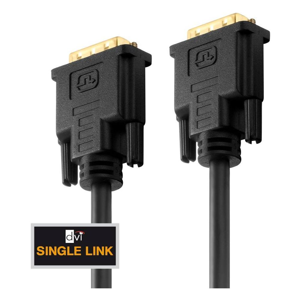 Zwei DVI Single Link Kabelstecker mit goldenen Kontakten und schwarzem Gehäuse.