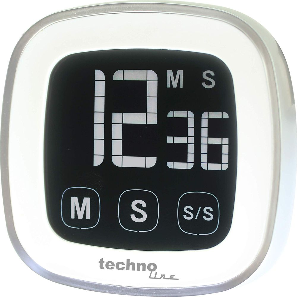 Digitaler Timer mit Anzeige 12:36 und Tasten M, S, S/S.