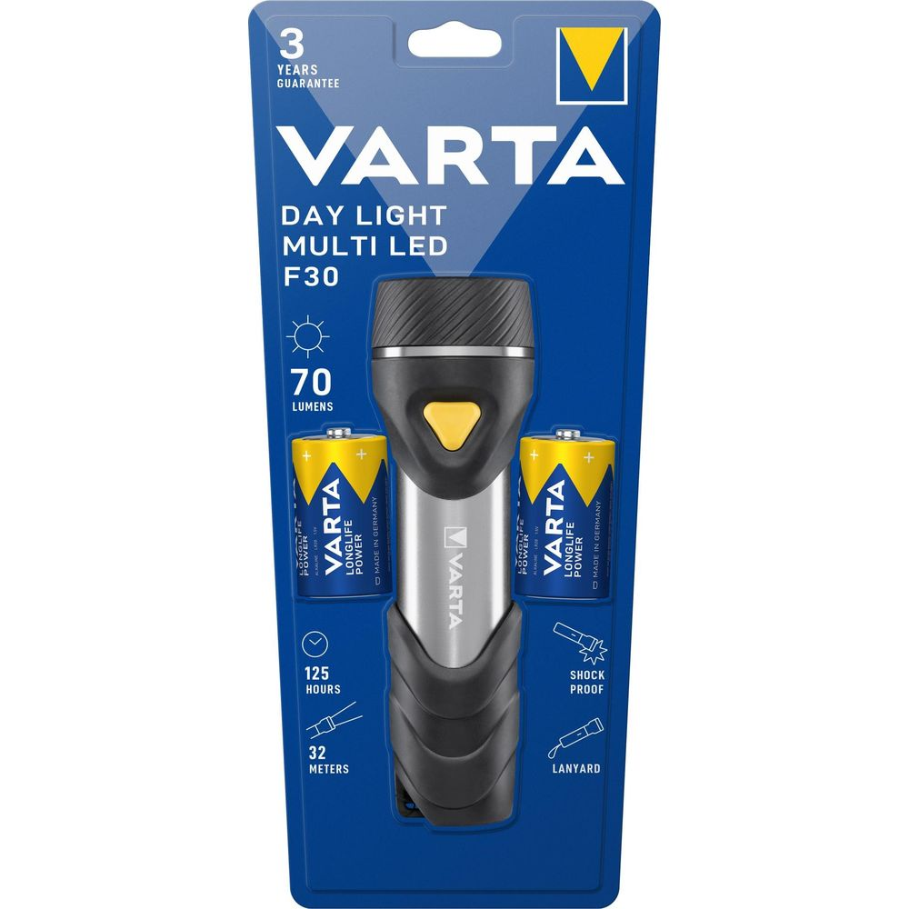 Latarka LED Varta F30 z 2 bateriami, 70 lumenów, 125h.