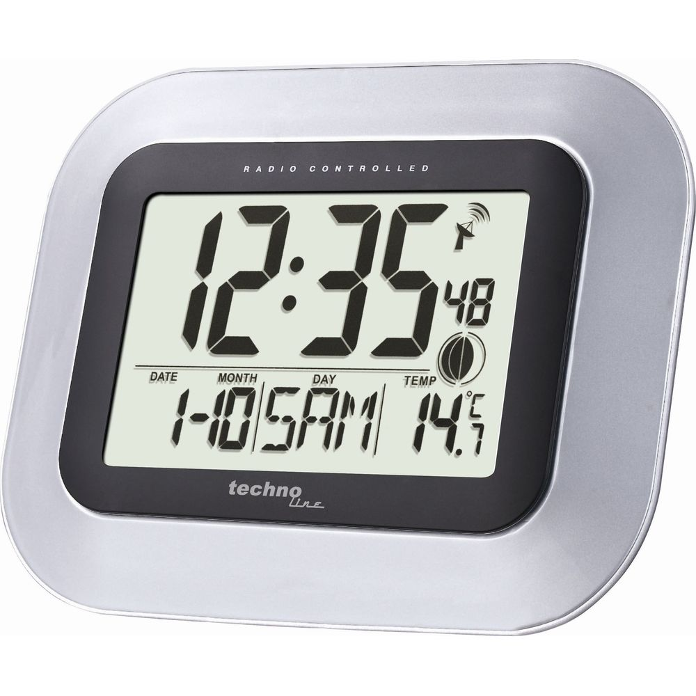 Digitaluhr zeigt 12:35, Datum 1-10, Temperatur 14,5 Grad.