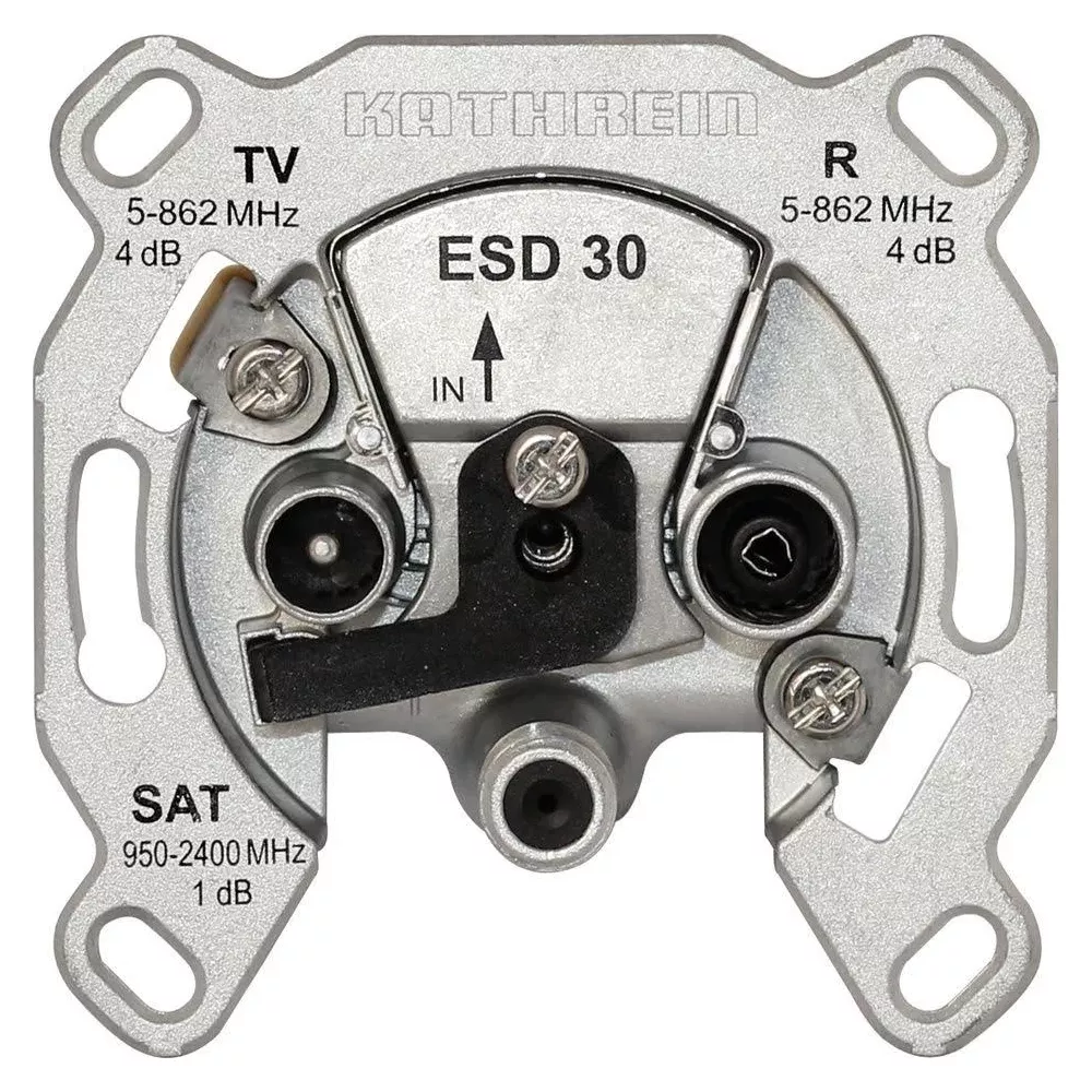 Kathrein SAT/TV-Verteiler mit Anschlüssen für TV, SAT und R. ESD 30.