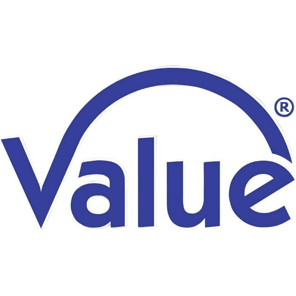 Blauwe boog boven het woord Value met R-symbool.