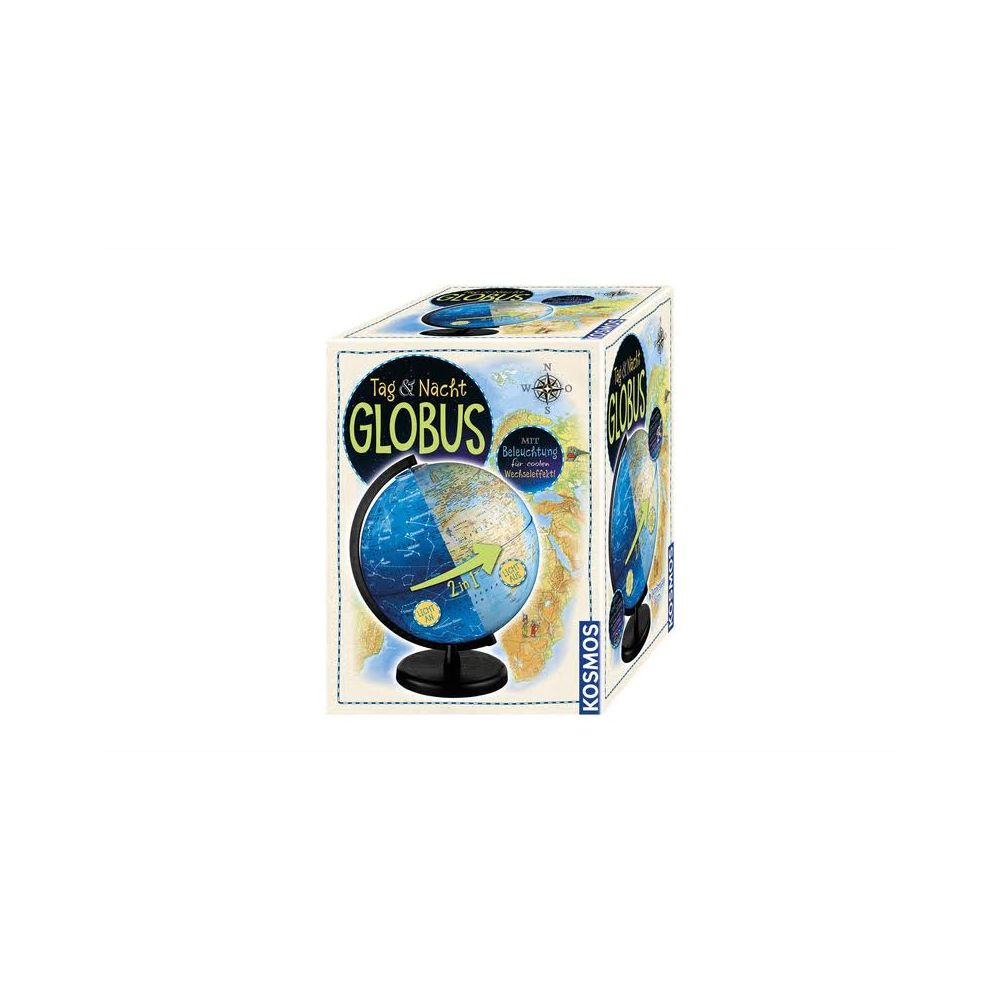 Verpackung eines Tag & Nacht Globus von Kosmos mit Beleuchtung.