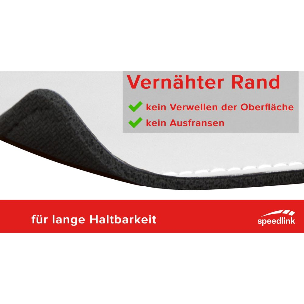 Zwarte rand met stiksels, op grijze achtergrond met tekst.