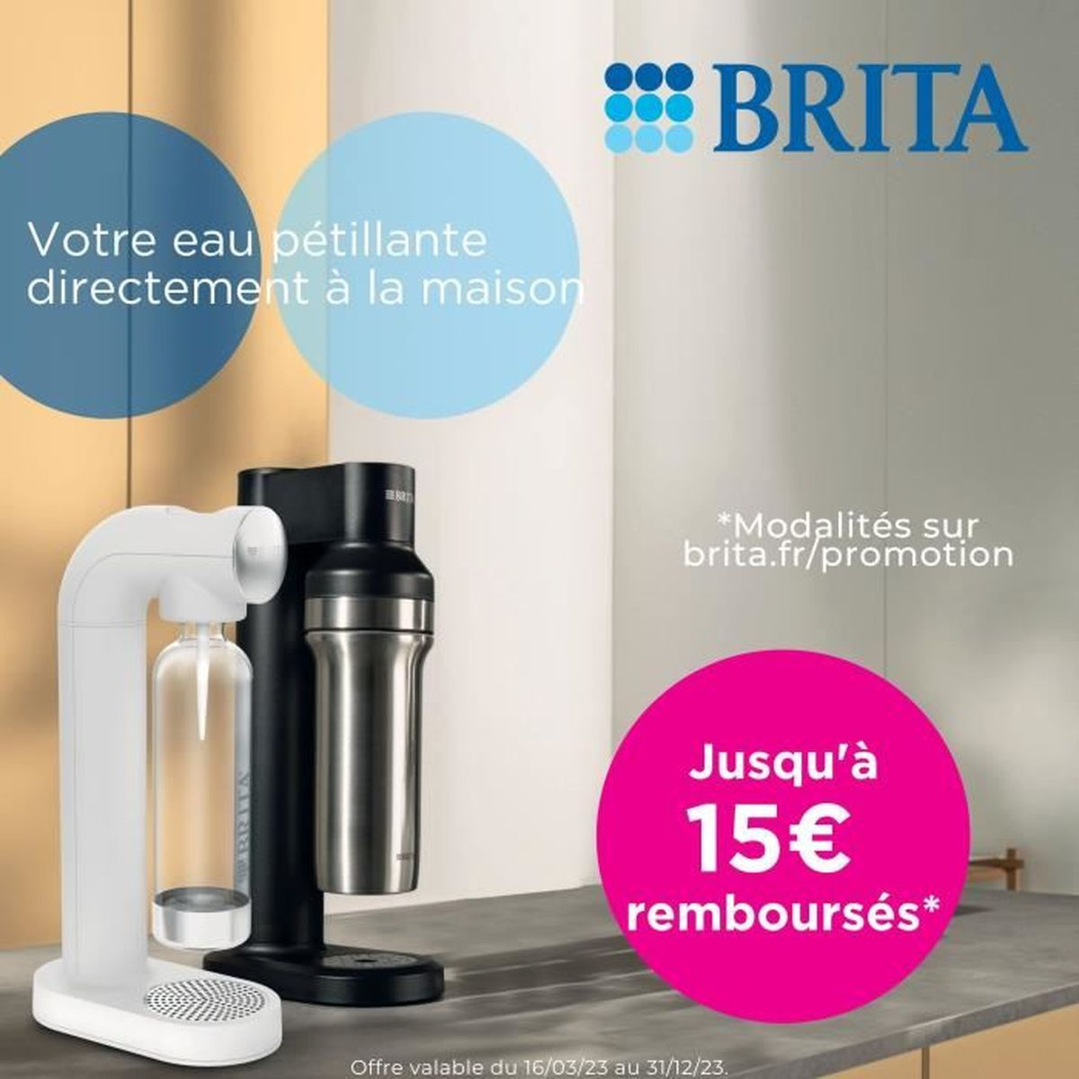 Saturator Brita: Twój gazowany napój w domu. Do 15€ zwrotu.