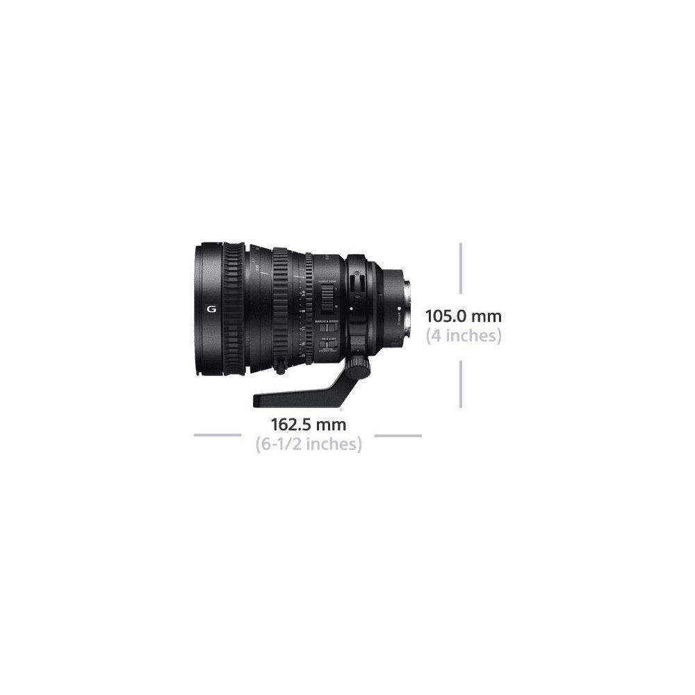 Czarny obiektyw aparatu o wymiarach 162,5 mm i 105 mm.