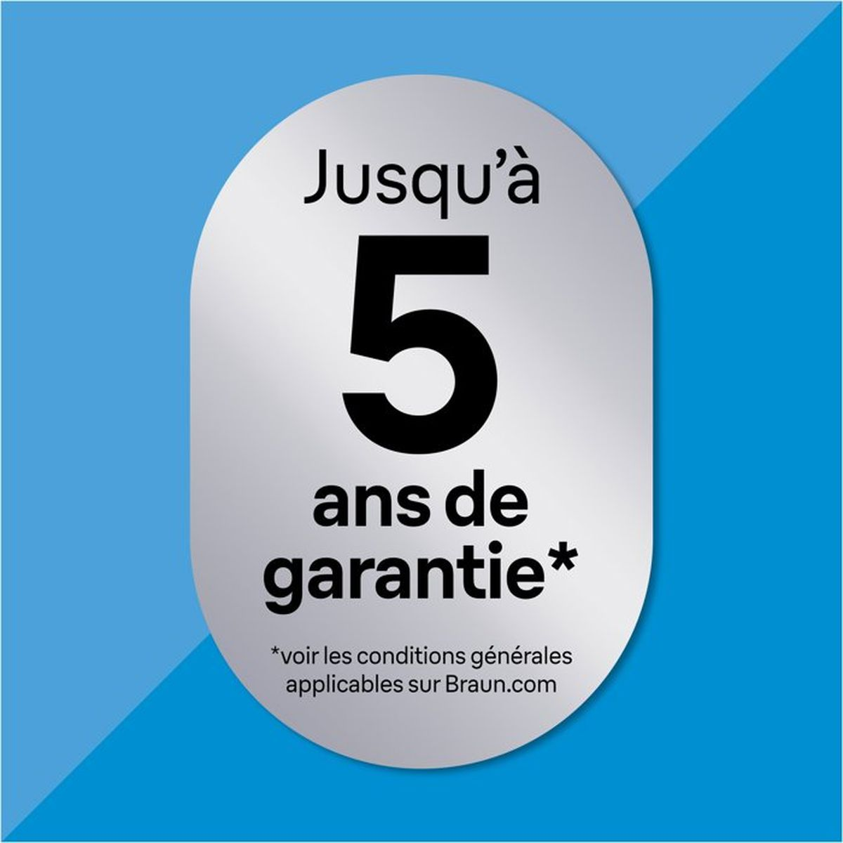 Do 5 lat gwarancji na srebrnej etykiecie z niebieskim tłem.