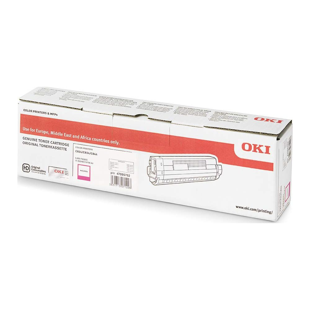 Toner OKI Magenta do drukarek kolorowych CB24/C834/C844 w pudełku.