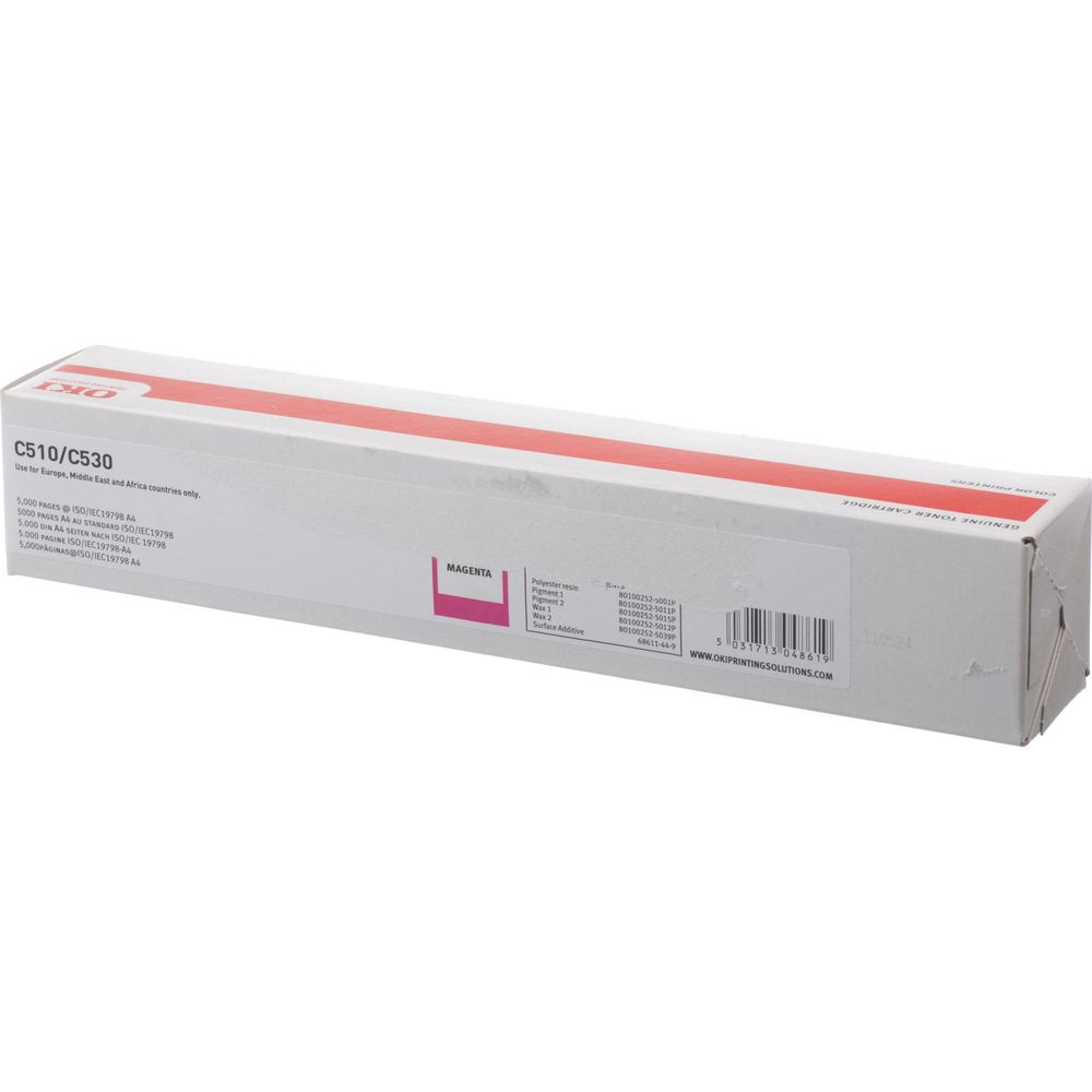 Tusz OKI magenta do C510/C530, z danymi o wydajności stron.