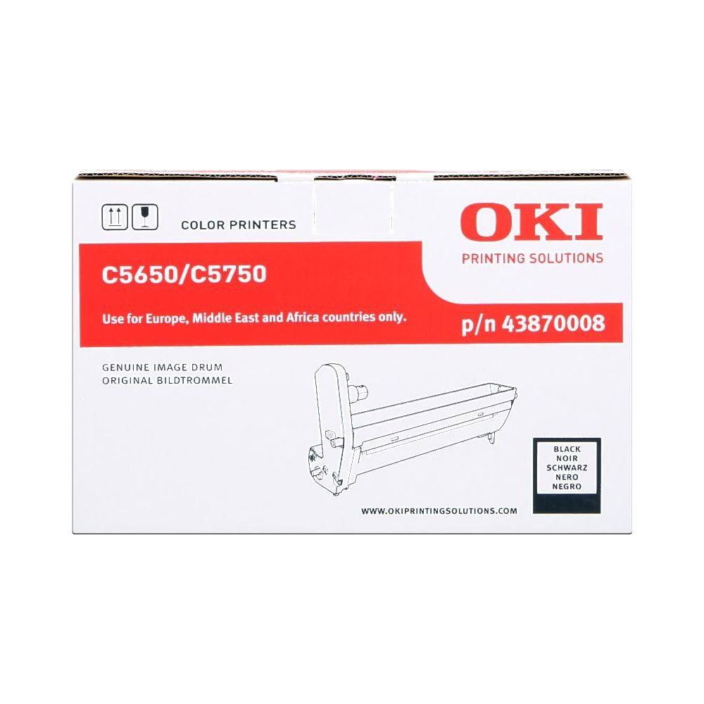 Confezione tamburo immagine OKI C5650/C5750 con illustrazione prodotto.