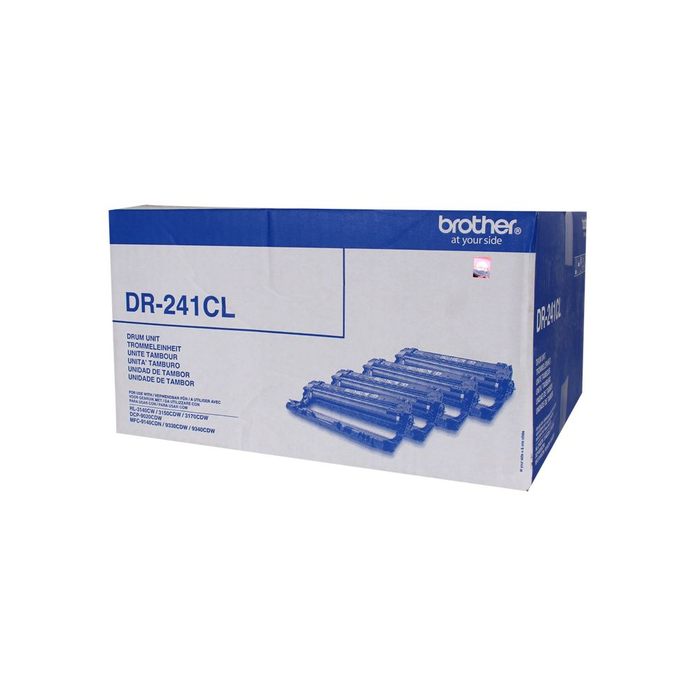 Verpackung mit vier blauen Brother DR-241CL Trommeleinheiten.