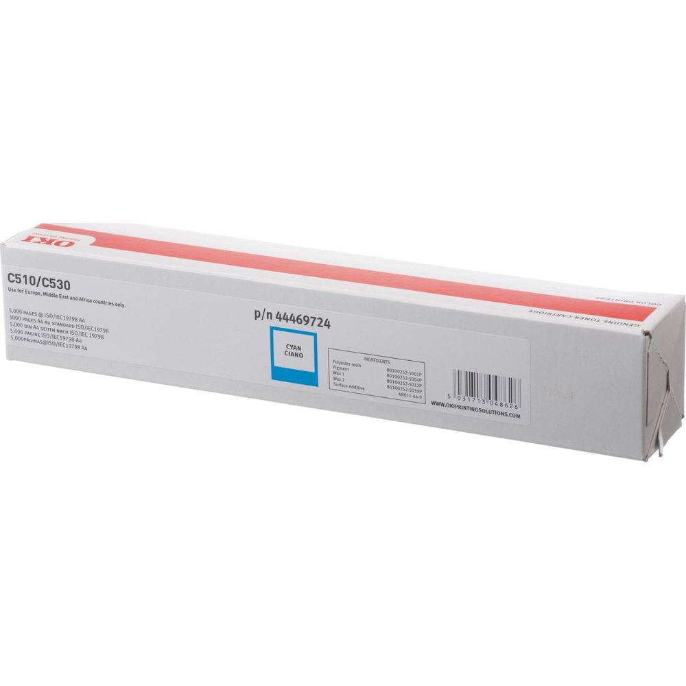 Toner OKI C510/C530 Cyan, numer części 44469724.