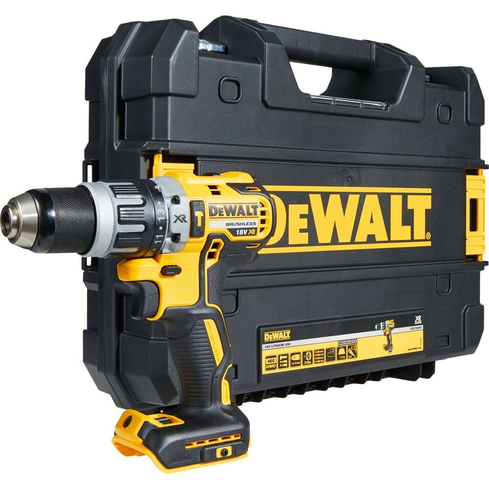 Żółto-czarna wiertarka DeWalt z walizką.