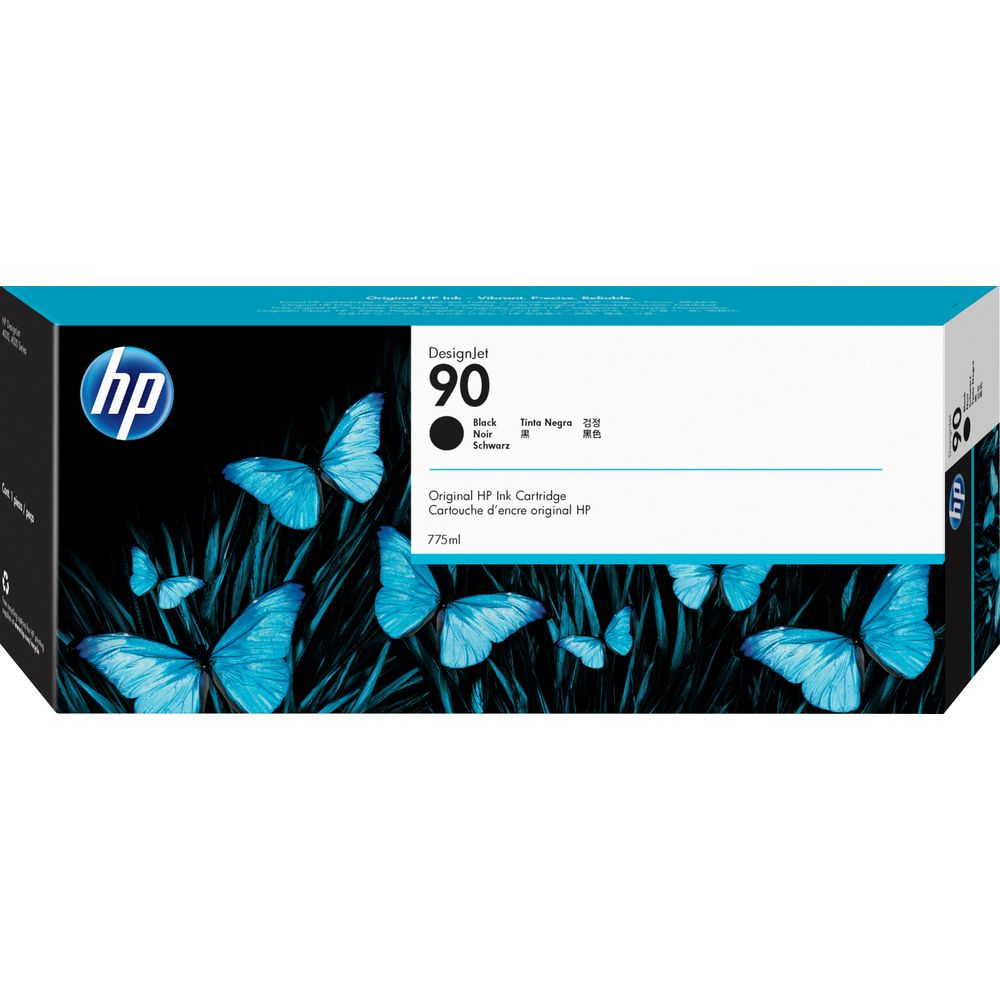 Cartuccia d'inchiostro HP DesignJet 90 con disegno farfalla, nero, 775ml.