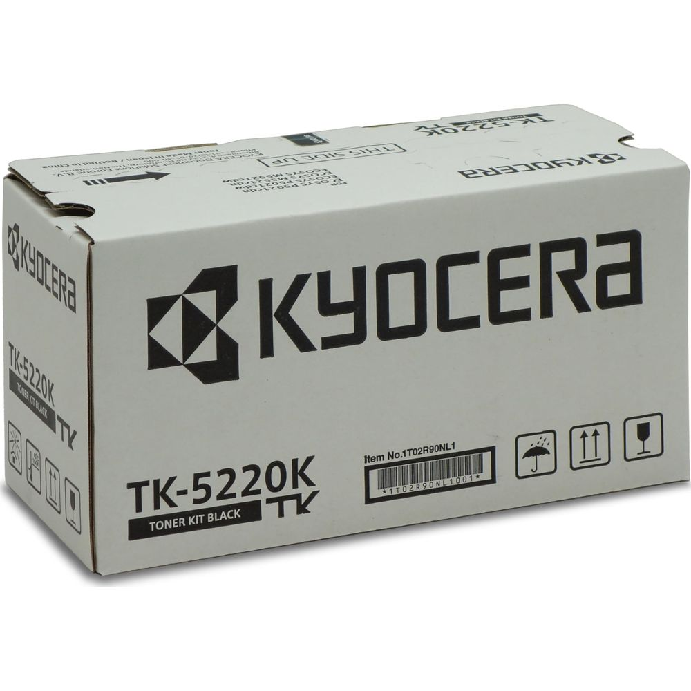 Kyocera TK-5220K Kit toner noir, boîte blanche avec logo noir.