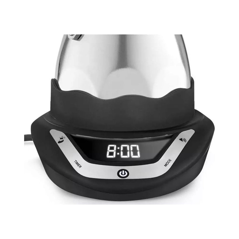 Cyfrowy timer pokazuje 8:00, z przyciskami timera i trybu.