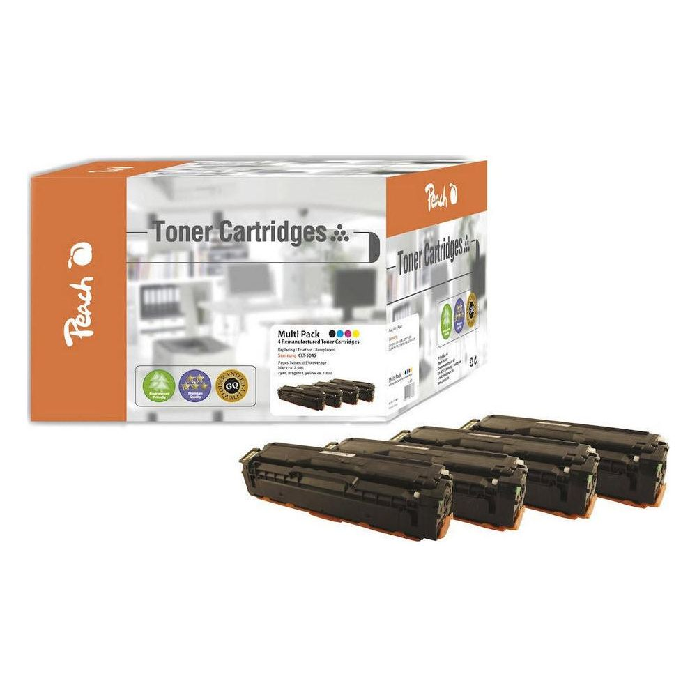 Un multipack di quattro cartucce toner Peach sono mostrate una accanto all'altra.