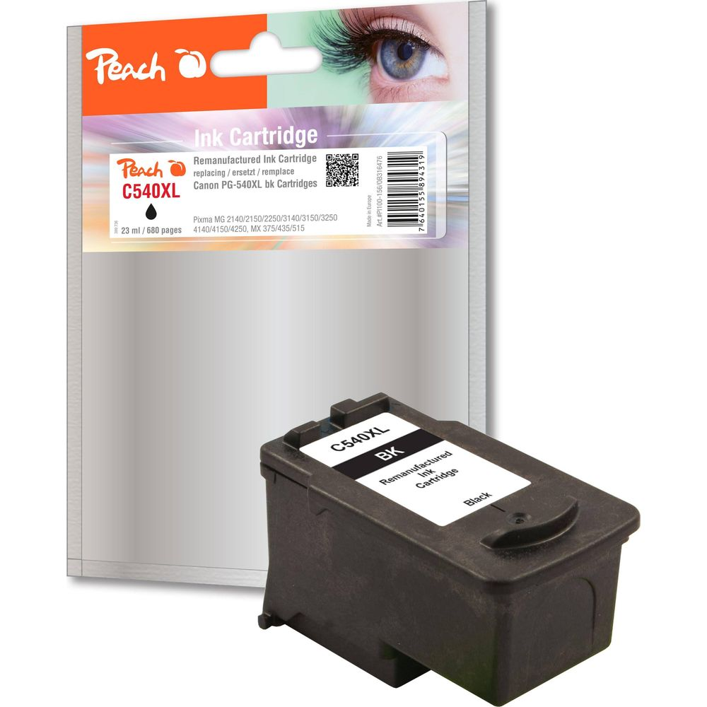 Schwarze Tintenpatrone Peach C540XL für Canon PG-540XL mit Verpackung.