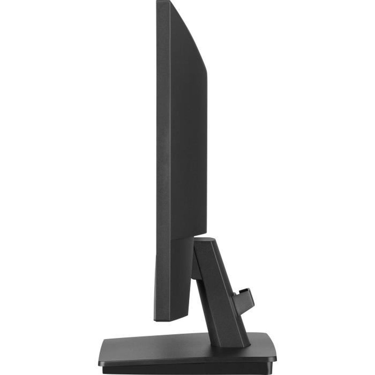 Czarny monitor komputerowy widziany z boku na białym tle.