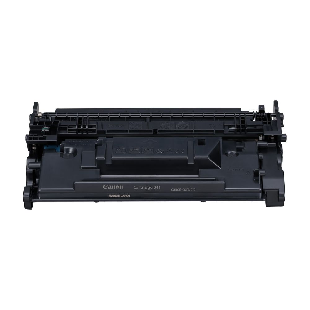Cartouche de toner Canon 041 noire, Made in Japan, sur fond blanc.