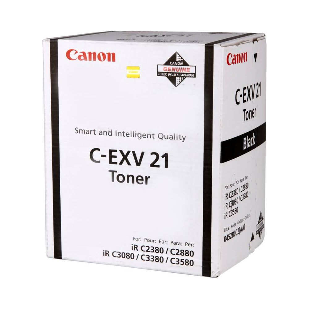 Scatola bianca di cartuccia toner Canon C-EXV 21 con stampa nera e rossa.