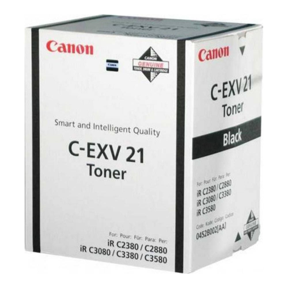 Confezione toner nero Canon C-EXV 21 con informazioni.