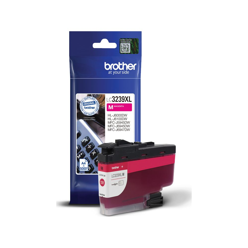 Opakowanie magenta wkładu atramentowego Brother LC3239XL z jednym wkładem.