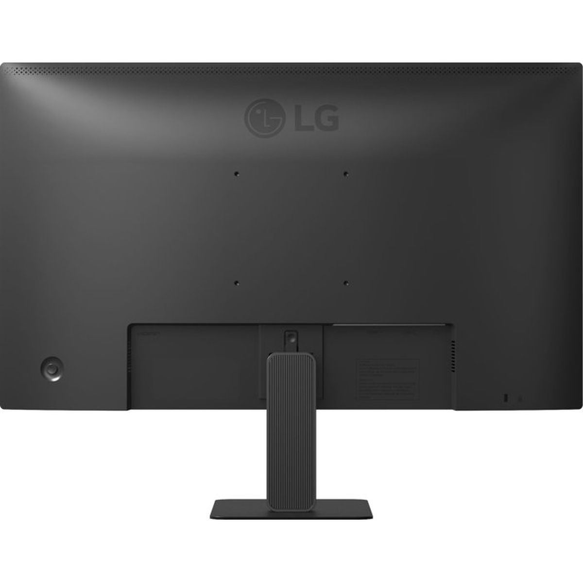Tył czarnego monitora LG ze stojakiem.
