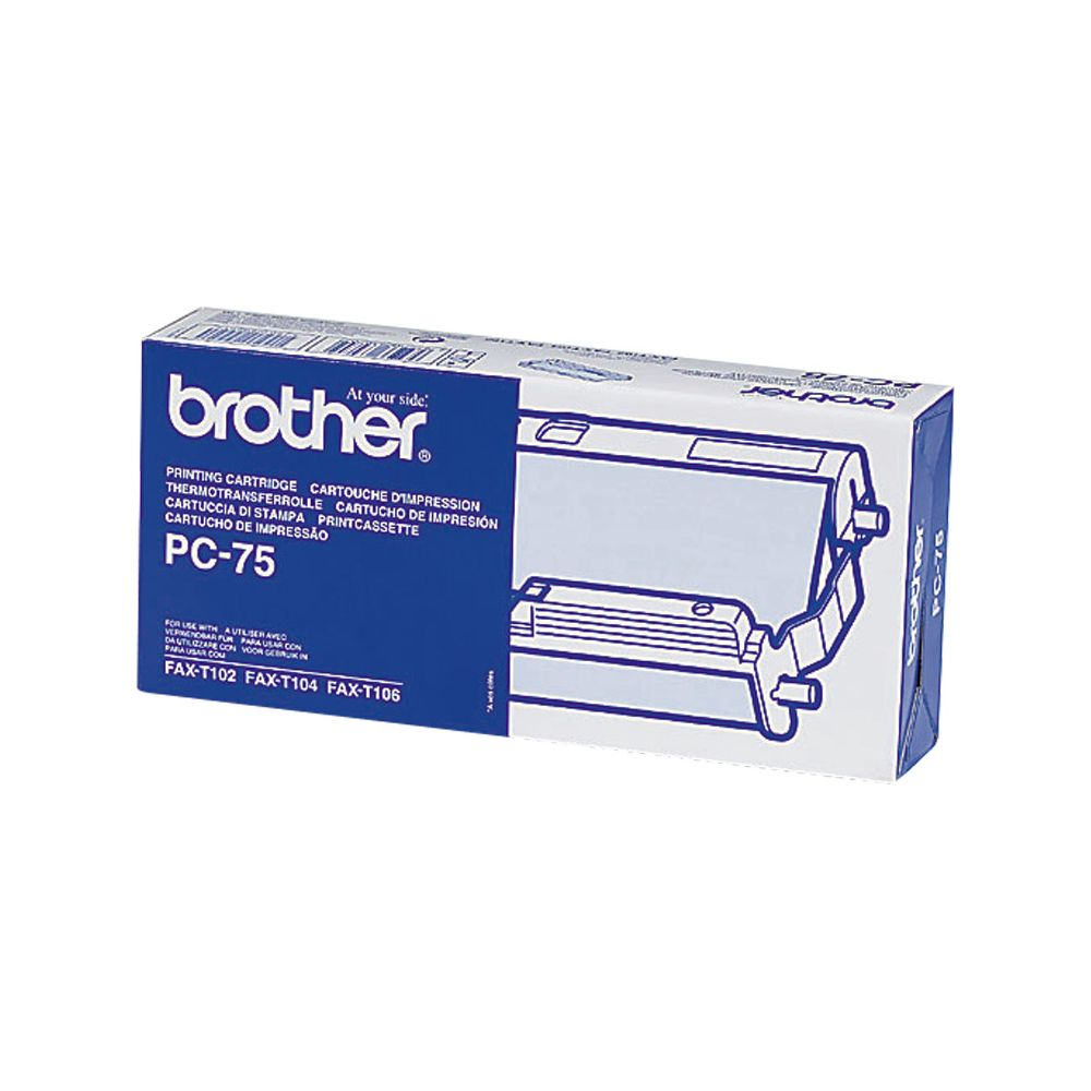 Brother PC-75 Thermotransferrolle-Druckkassette in blauer und weißer Verpackung.