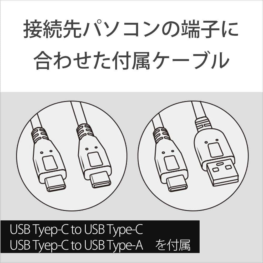 Zwei USB-Kabel: Typ-C zu Typ-C und Typ-C zu Typ-A.