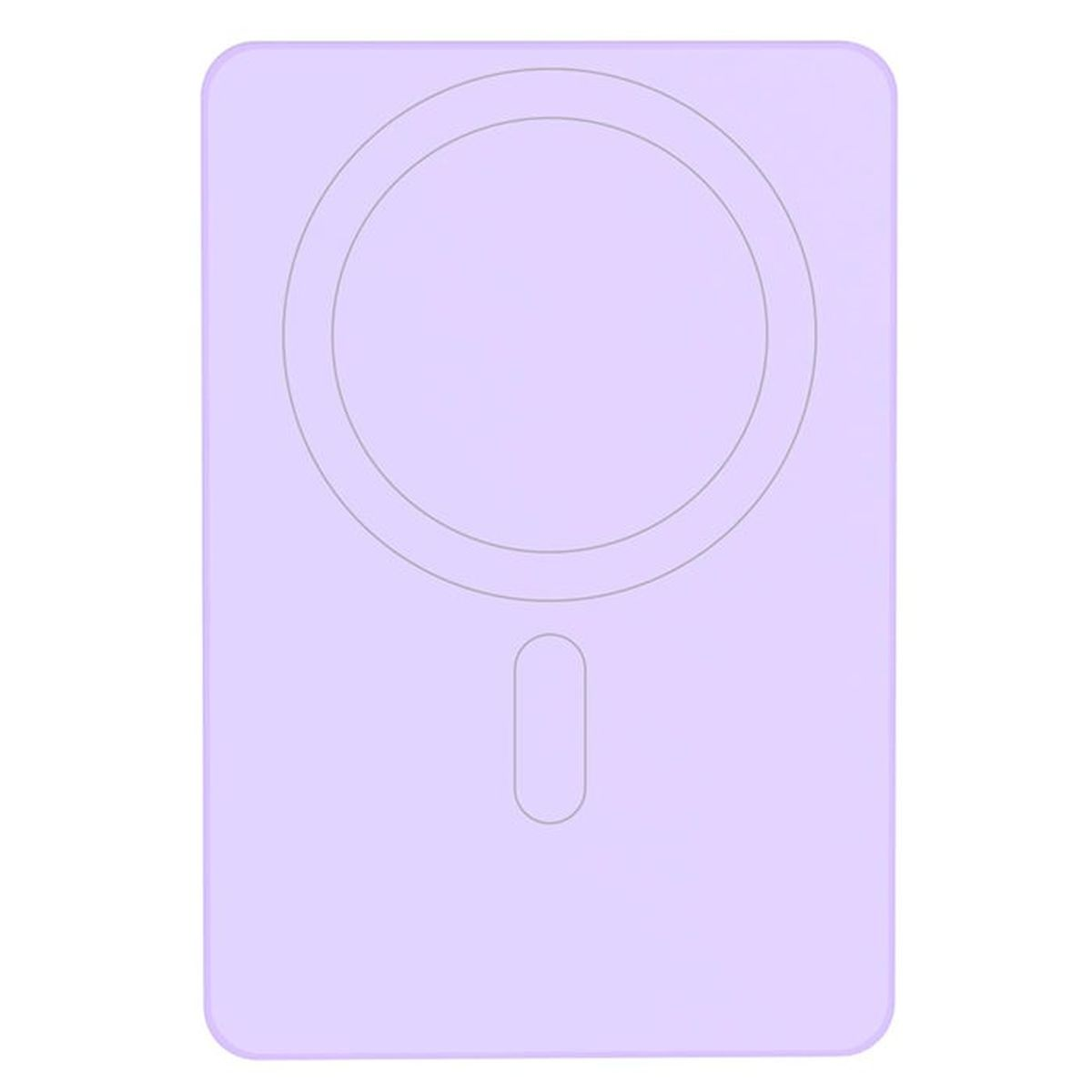 Un rettangolo viola chiaro con cerchio e ovale.