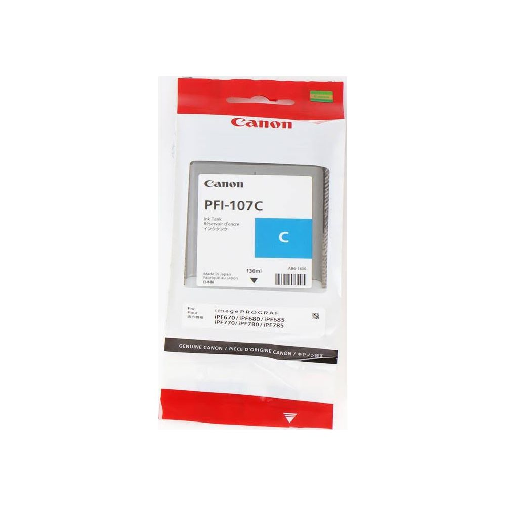 Canon PFI-107C kartridż z tuszem cyjanowym do drukarek imagePROGRAF, 130ml.