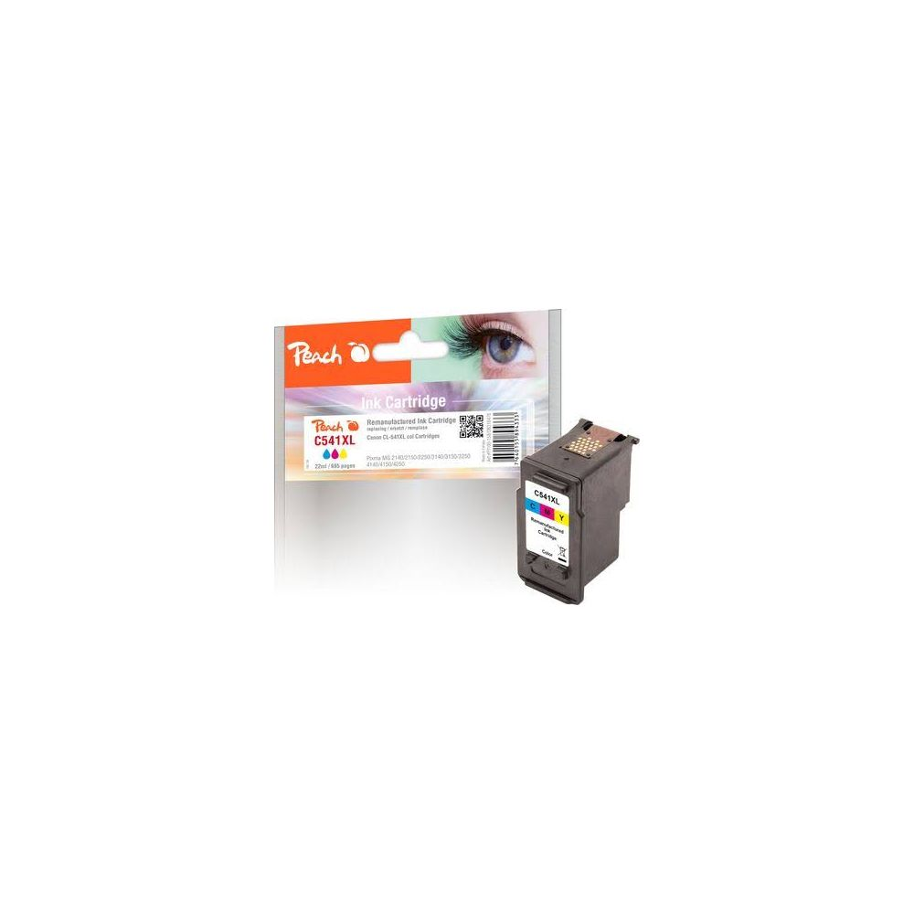 Cartuccia d'inchiostro Peach C541XL e confezione. Cartuccia gialla con corpo nero.