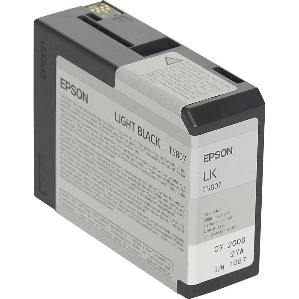 Epson Light Black T5807 Tintenpatrone, mit Datum 07.2008 und Seriennummer 1087.