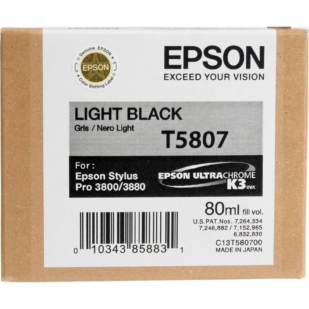 Epson Light Black T5807 Tinte für Epson Stylus Pro 3800/3880, 80ml.