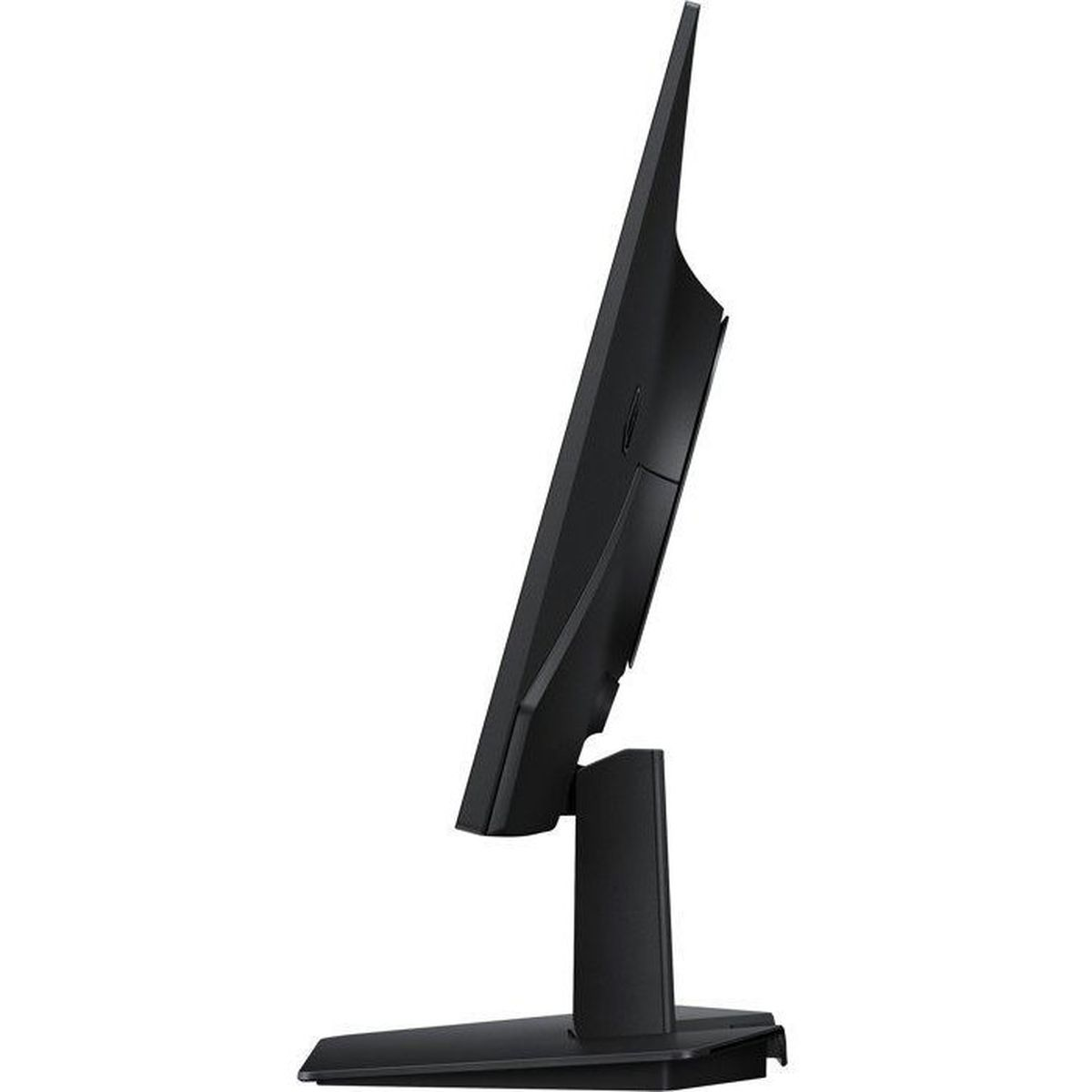 Un monitor per computer nero dal design elegante, visto di lato.