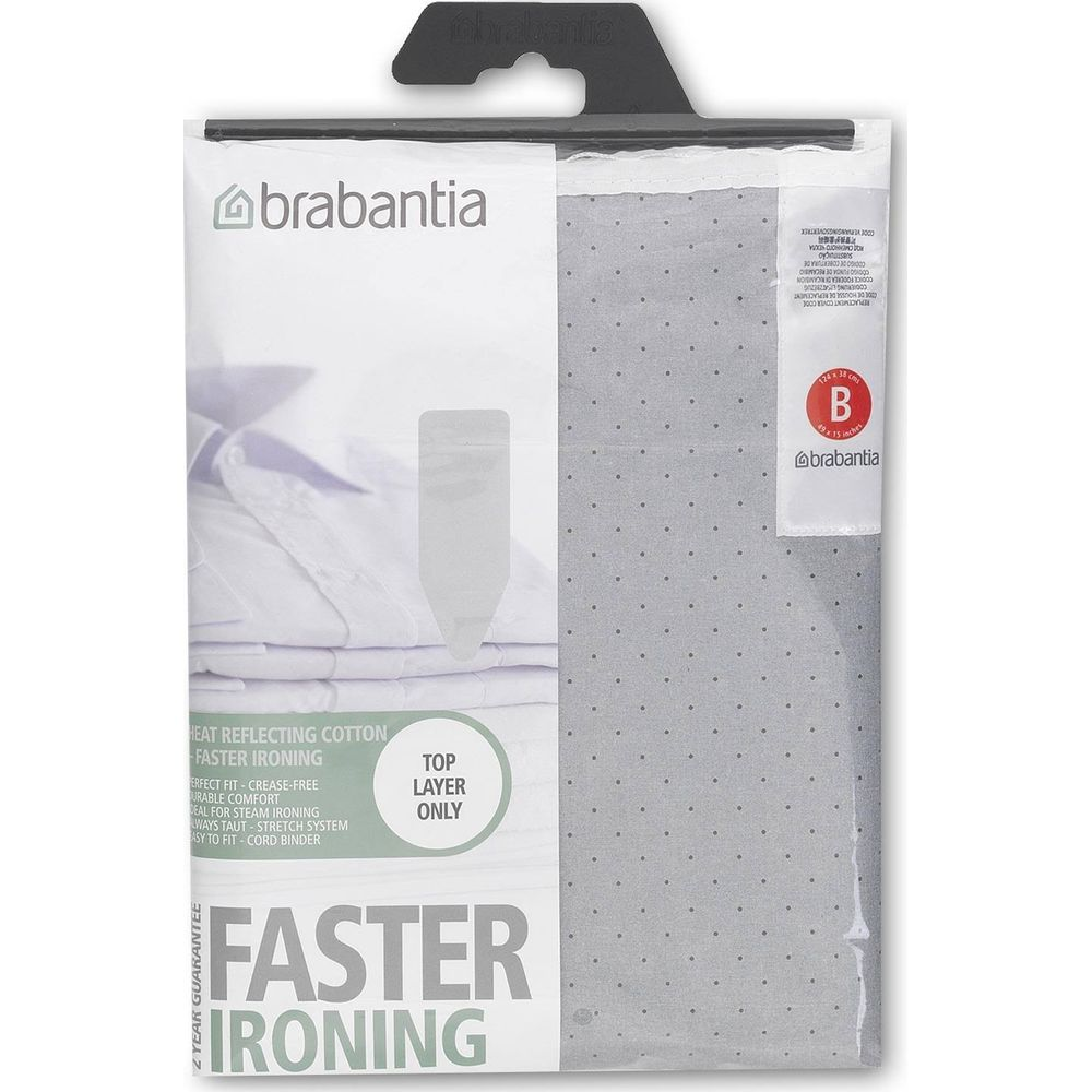 Housse de planche à repasser Brabantia, coton réfléchissant la chaleur pour un repassage plus rapide.