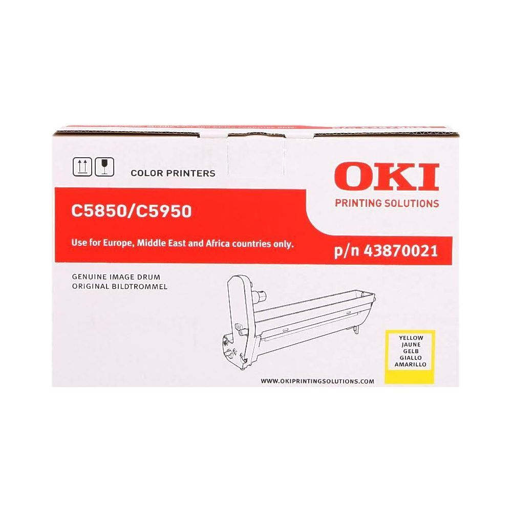 OKI Bildtrommel-Verpackung für Drucker C5850/C5950, Farbe Gelb.