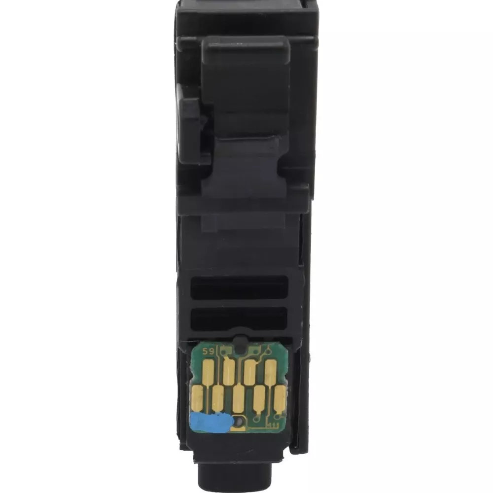 Czarny tusz z złotymi stykami i niebieskim oznaczeniem.